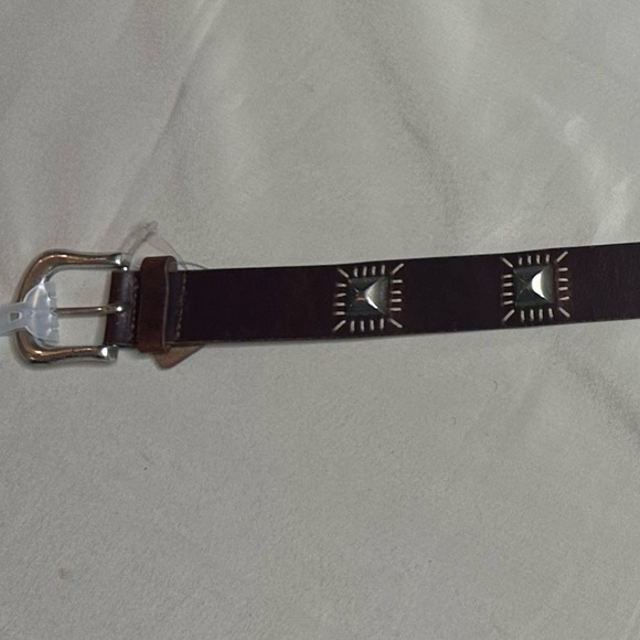 NEW Italian Brown Leather Studded Belt - Picture 7 of 9